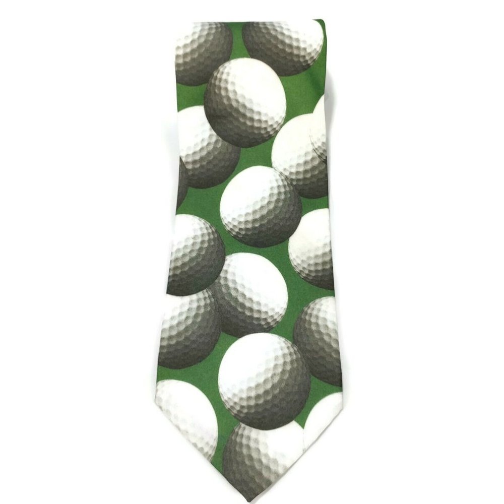 Vintage Ralph Marlin Green Golf Balls Mens Tie 58"‎